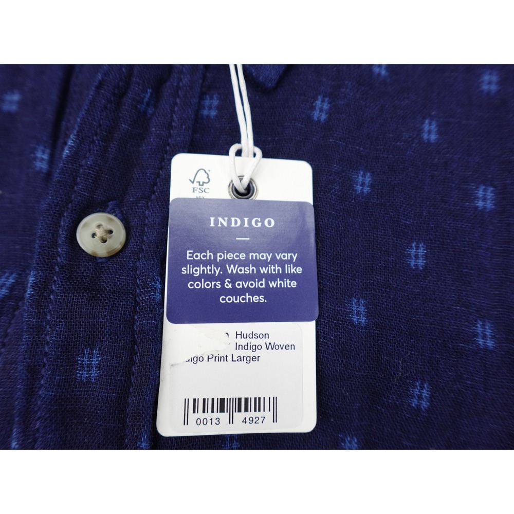 Marine Layer Button Down Mens Large Indigo Hudson Woven Micro Print Shirt - Picture 5 of 8
